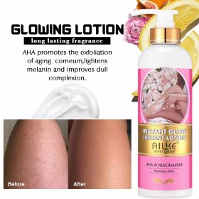 AILKE Vegan Whitening Body Lotion, with AHA, Niacinamide, Moisturizing, Hydration, for Men & Women, Skin Glowing Body Cream