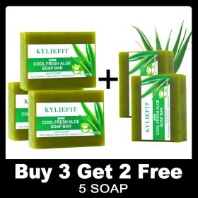 Cool Fresh Natural Aloe Vera Soap Bar for All Skin Types, Reduce Black Spots and Acne, Lightening, Oil Control, Deep Clean (Smell: Buy 3 get 2 free)