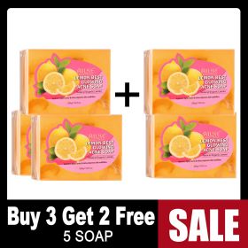 AILKE Organic Lemon Soap, Whitening Bar, Reduce Black Spots and Acne, Clean Skin, Oil Control, Improve Rough Skin (Smell: Buy 3 get 2 free)