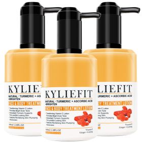 KYLIEFIT Organic Turmeric Skin Glowing Body Lotion, Lightening, Natural Brightening Cream, Reduce Acne Pimples (Color: 3 Bottle Lotion)