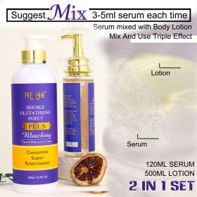 AILKE Double Glutathione PLUS Serum, Lightening, Even Toning, Stains Removal, Skin Glowing Face Serum For All Skin Types (NET WT: Lotion and Seum)