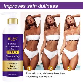 AILKE Double Glutathione Brighten Cosmetics Skin Care, Remove Blemish, Even Toning, Non-greasy, Fast-absorbing, for Women Men (Color: Body Lotion)