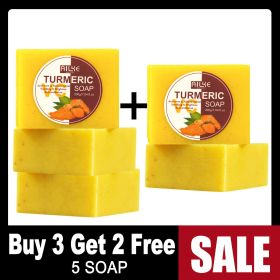AILKE Organic Turmeric Soap, Clean Stain, Radiant Skin, Soothing Brighten, Smooth, Natural Soft Skin Bar, 200g/ 7.04. oz (Smell: Buy 3 get 2 free)
