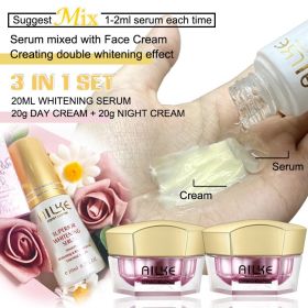 AILKE Lightenin Face Cream With Collagen Hyaluronic Acid Rose Skin Care Women Facial Moisturizer Set (Color: Cream and Serum)