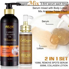AILKE Collagen Brightening Kit, Moisturizer, Hydration, Remove Blemishes Cream, Brighten Body Lotion, for Women Men Skin Care (Color: Collagen  2 in 1)