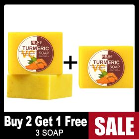 AILKE Organic Turmeric Soap, Reduce Dark Spots, Clean Stain & Acne, Brighten, Smooth, Natural Soft Skin Bar, 200g/ 7.04. oz (Smell: Buy 2 Get 1 Free)